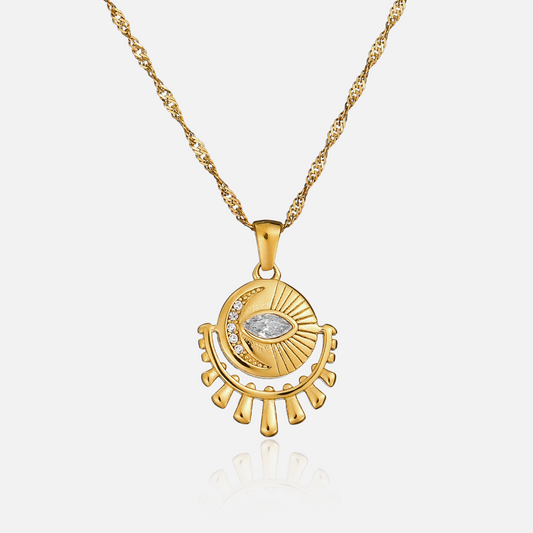 Hikari - Collana Pendente Occhio Sole Oro