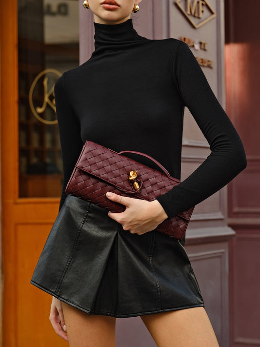 Umi - Borsa Clutch Intrecciata Chiusura Dorata