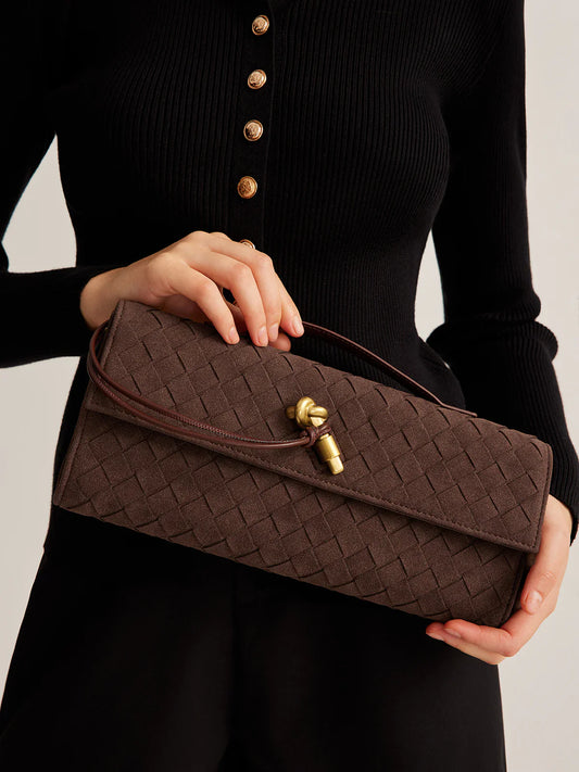 Tsuchi - Borsa Clutch Intrecciata Eco Pelle Scamosciata