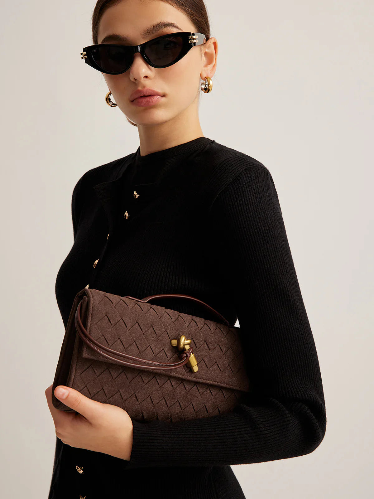 Tsuchi - Borsa Clutch Intrecciata Eco Pelle Scamosciata