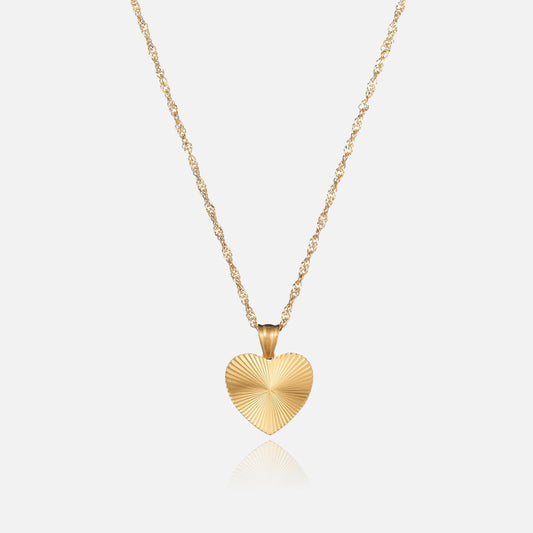 Kokoro - Collana Donna con Ciondolo Cuore Oro Raggiato