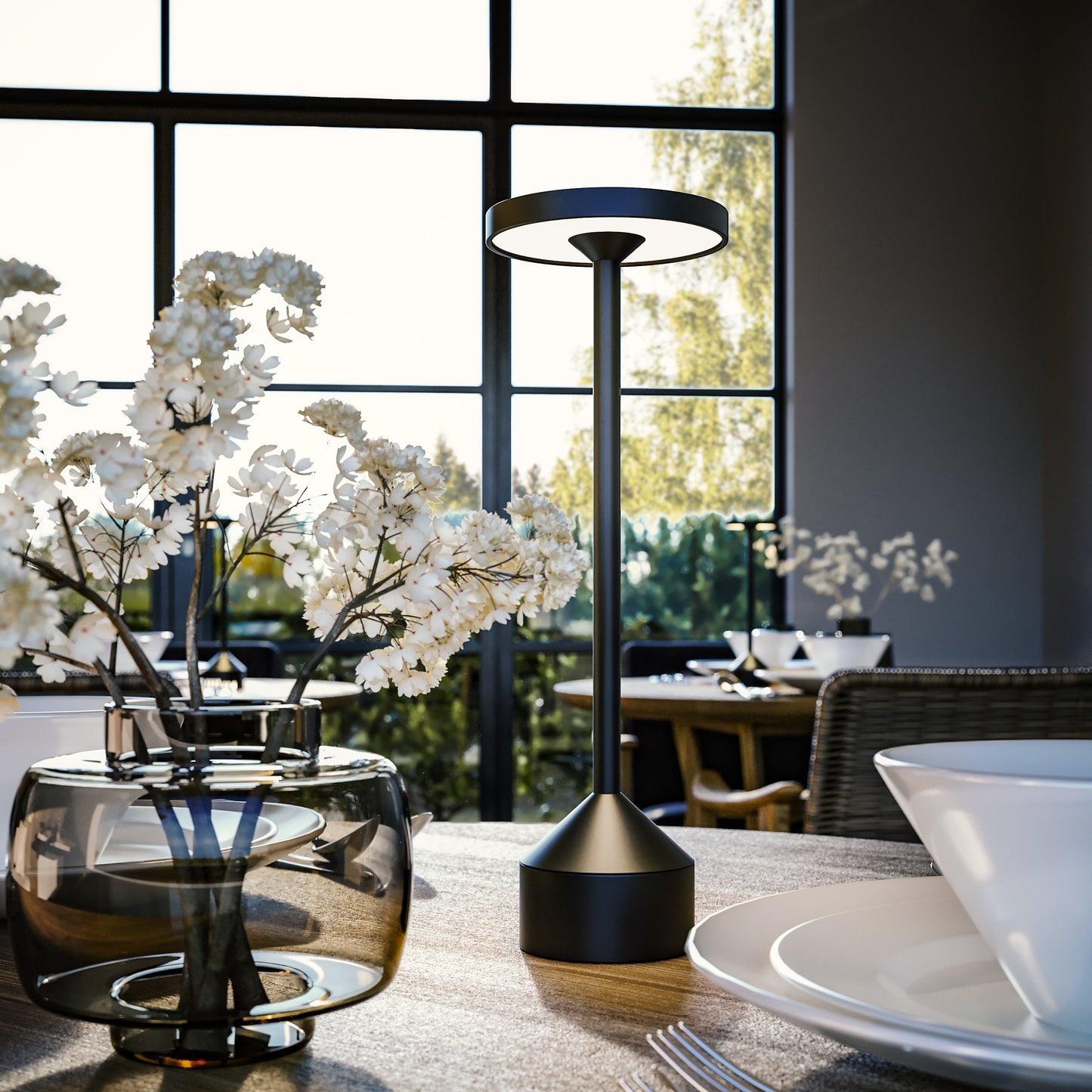 Sora - Lampada da Tavolo con Disco Luminoso in Alluminio